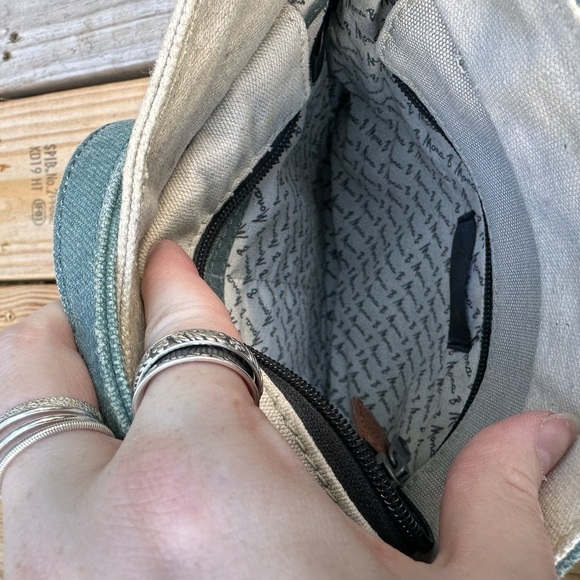 Mona B Cross City Ocean Canvas Tassel Detail Leather Crossbody Bag - Picture 11 of 11